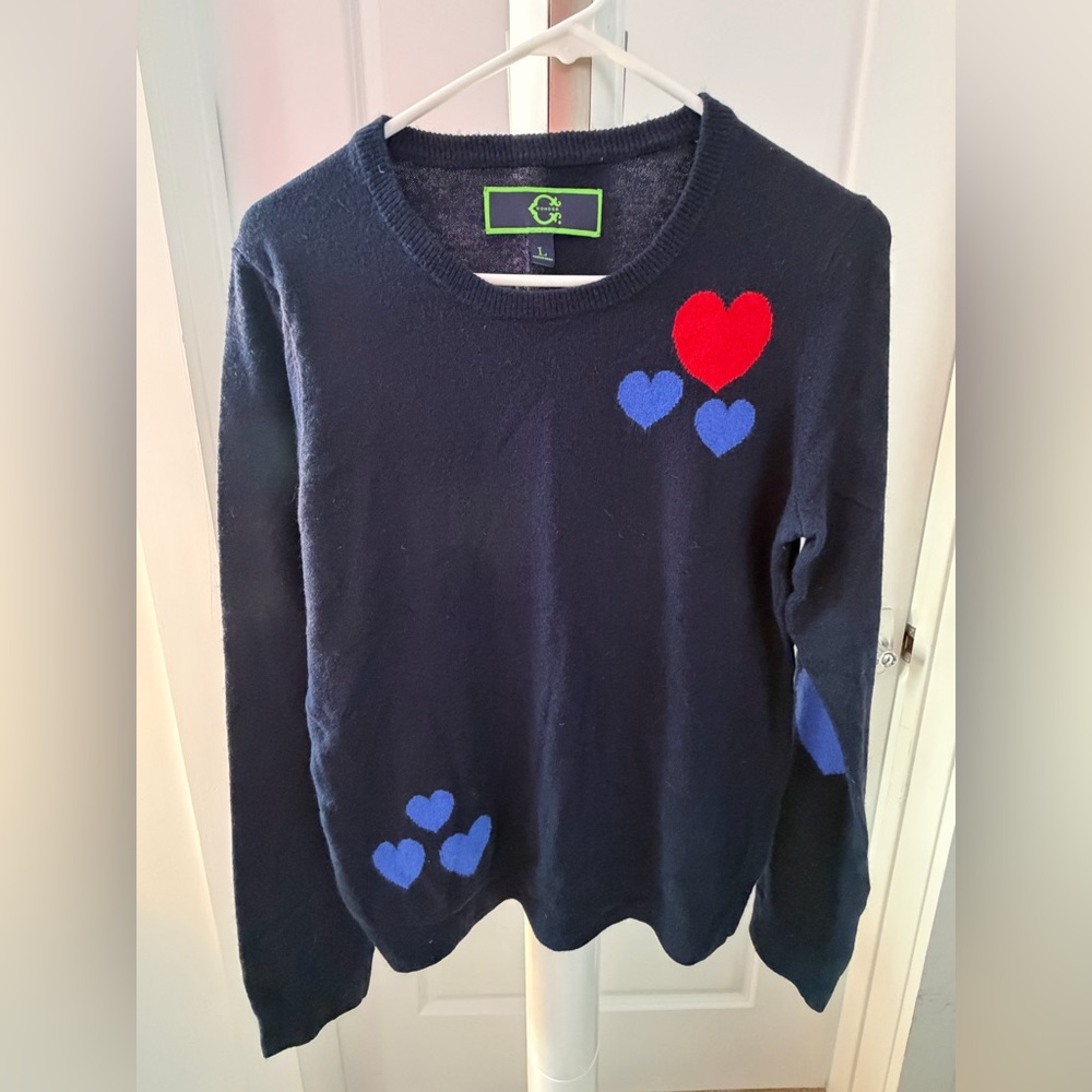 Navy Scattered Hearts Sweater by C. Wonder